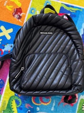 MICHAEL KORS Black Quilted Leather Backpack with Front Pocket
